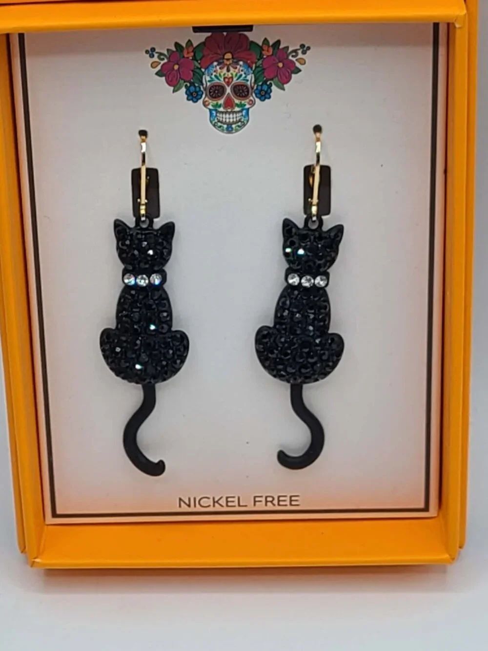 Bella Jack Black Cat Earrings NEW in Box